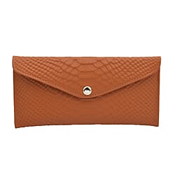 Genuine Leather RFID Protected Snakeskin Pattern Long Size Wallet with Magnetic Closure   Navy