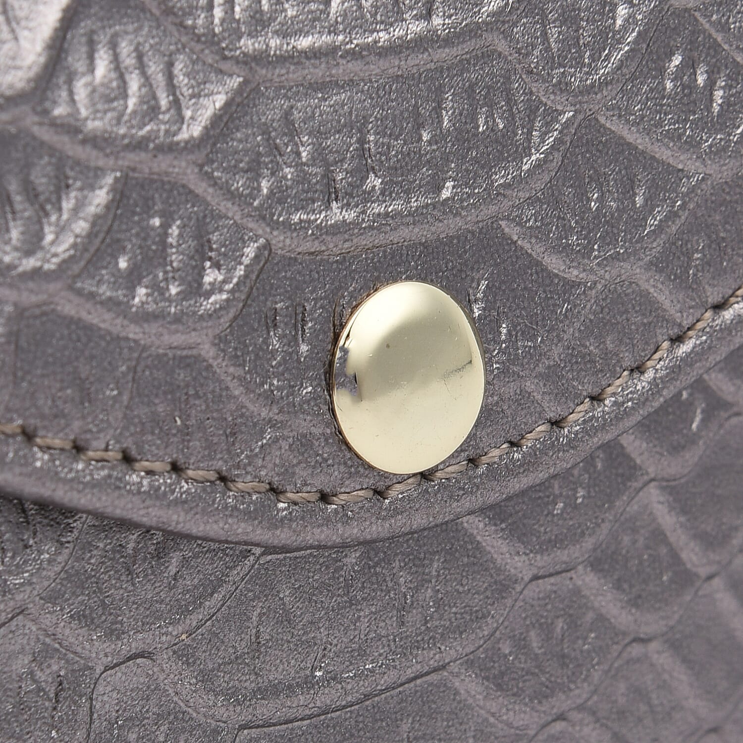 100% Genuine Leather Snakeskin Pattern Long Size Wallet with Magnetic Closure (Size 20x10Cm) - Metallic