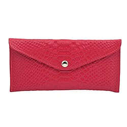 Genuine Leather RFID Protected Snakeskin Pattern Long Size Wallet with Magnetic Closure   Navy