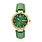 EON 1962 Swiss Movement Green Sunshine Dial Diamond Studded 5 ATM Water Resistant Watch with Green Leather Strap