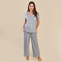 OTO - Tamsy Jersey Button Through Rever Collar Pyjama Set -  Grey