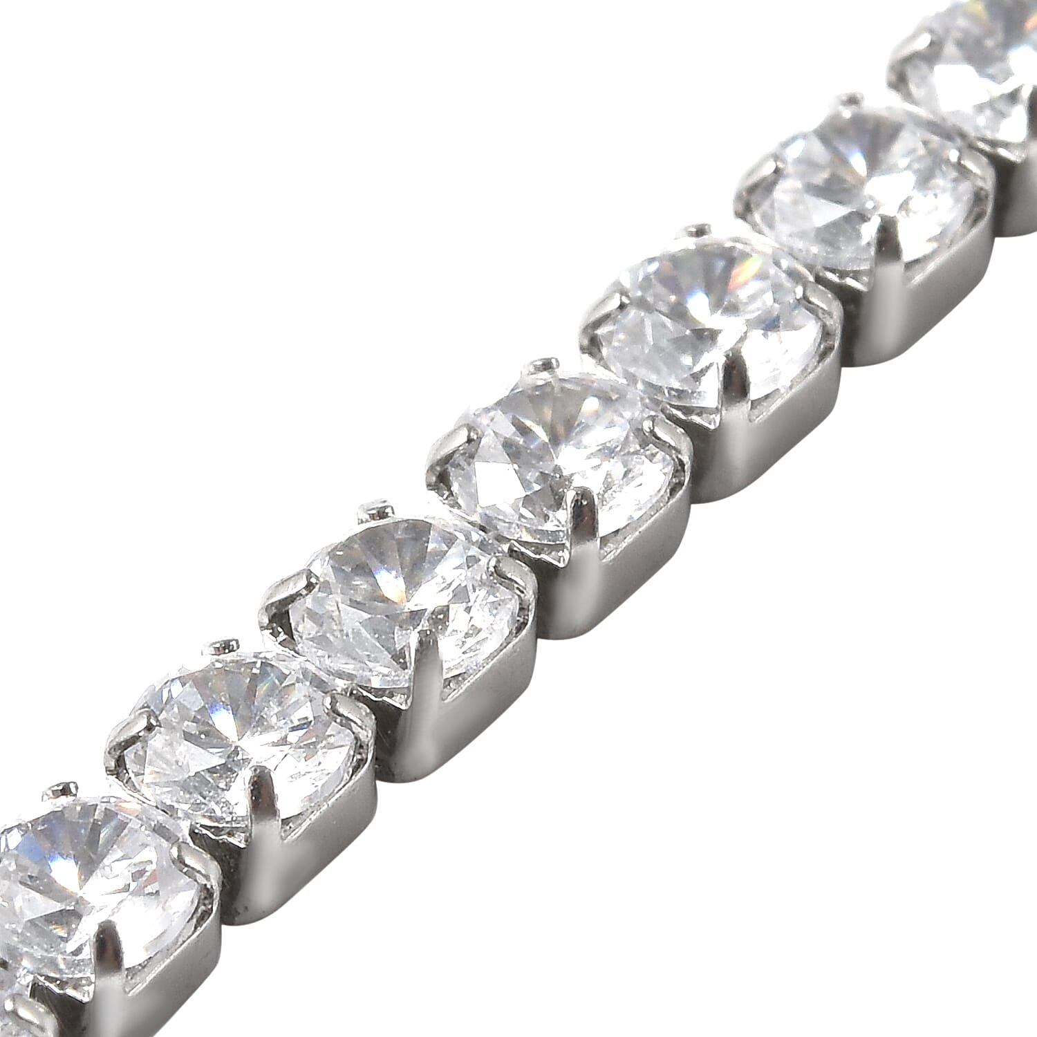 Simulated Diamond Bracelet (Size 6-9 inch Adjustable) in Silver Tone