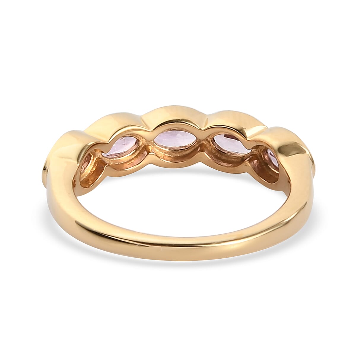 Pink Sapphire (FF) 5 Stone Ring in Yellow Gold Overlay Sterling Silver 1.28 Ct.