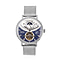 GENOA Automatic Movement Blue Dial 5 ATM Water Resistant Watch with Mesh Strap in Silver Tone