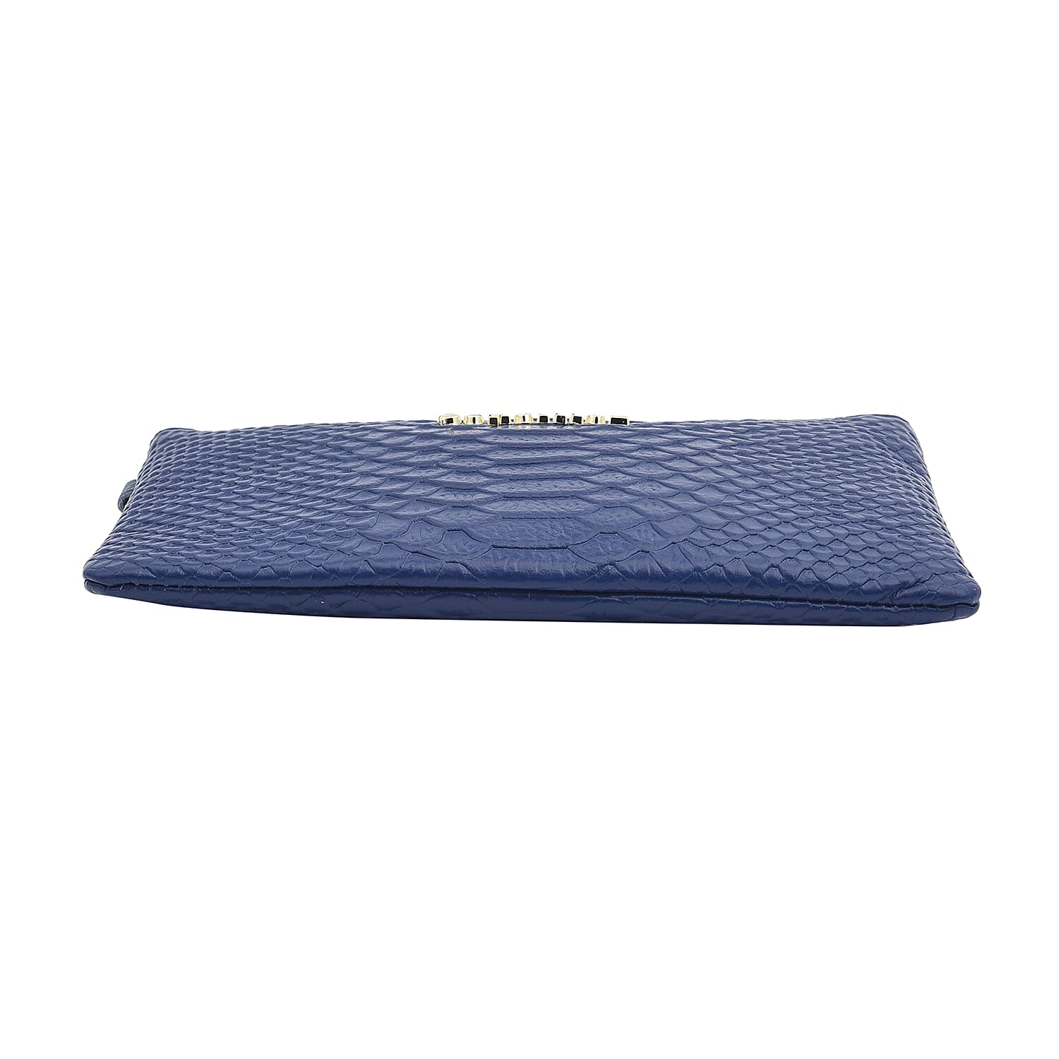SENCILLEZ 100% Genuine Leather Snakeskin Pattern Clutch Bag with Zipper Closure (Size 19x11Cm) - Blue