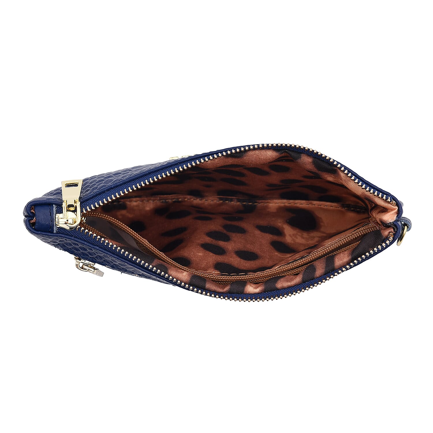 SENCILLEZ 100% Genuine Leather Snakeskin Pattern Clutch Bag with Zipper Closure (Size 19x11Cm) - Blue