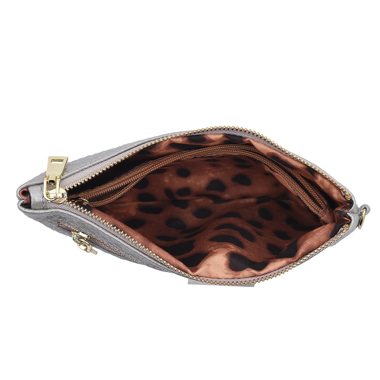 SENCILLEZ 100% Genuine Leather Snakeskin Pattern Clutch Bag with Zipper Closure (Size 19x11Cm) - Silver