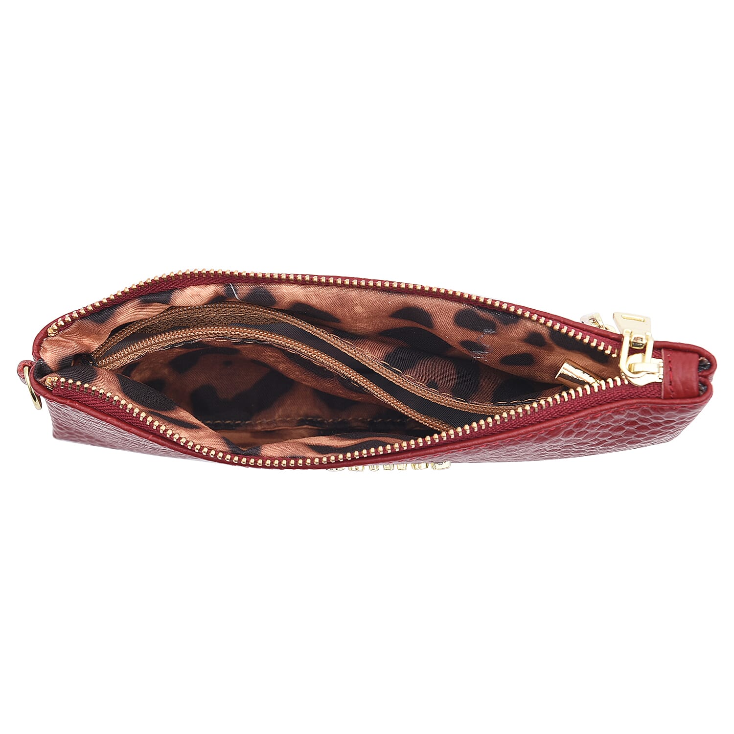SENCILLEZ 100% Genuine Leather Snakeskin Pattern Clutch Bag with Zipper Closure (Size 19x11Cm) - Burgundy