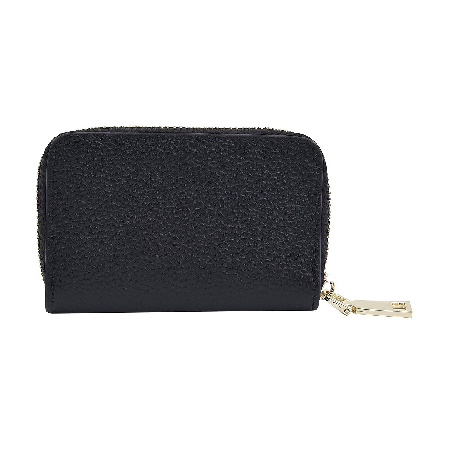 SENCILLEZ 100% Genuine Leather RFID Wallet with Zipper Closure (Size 12x8x2Cm) - Black
