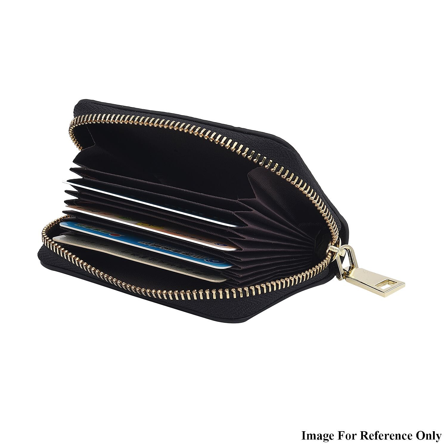 SENCILLEZ 100% Genuine Leather RFID Wallet with Zipper Closure (Size 12x8x2Cm) - Black