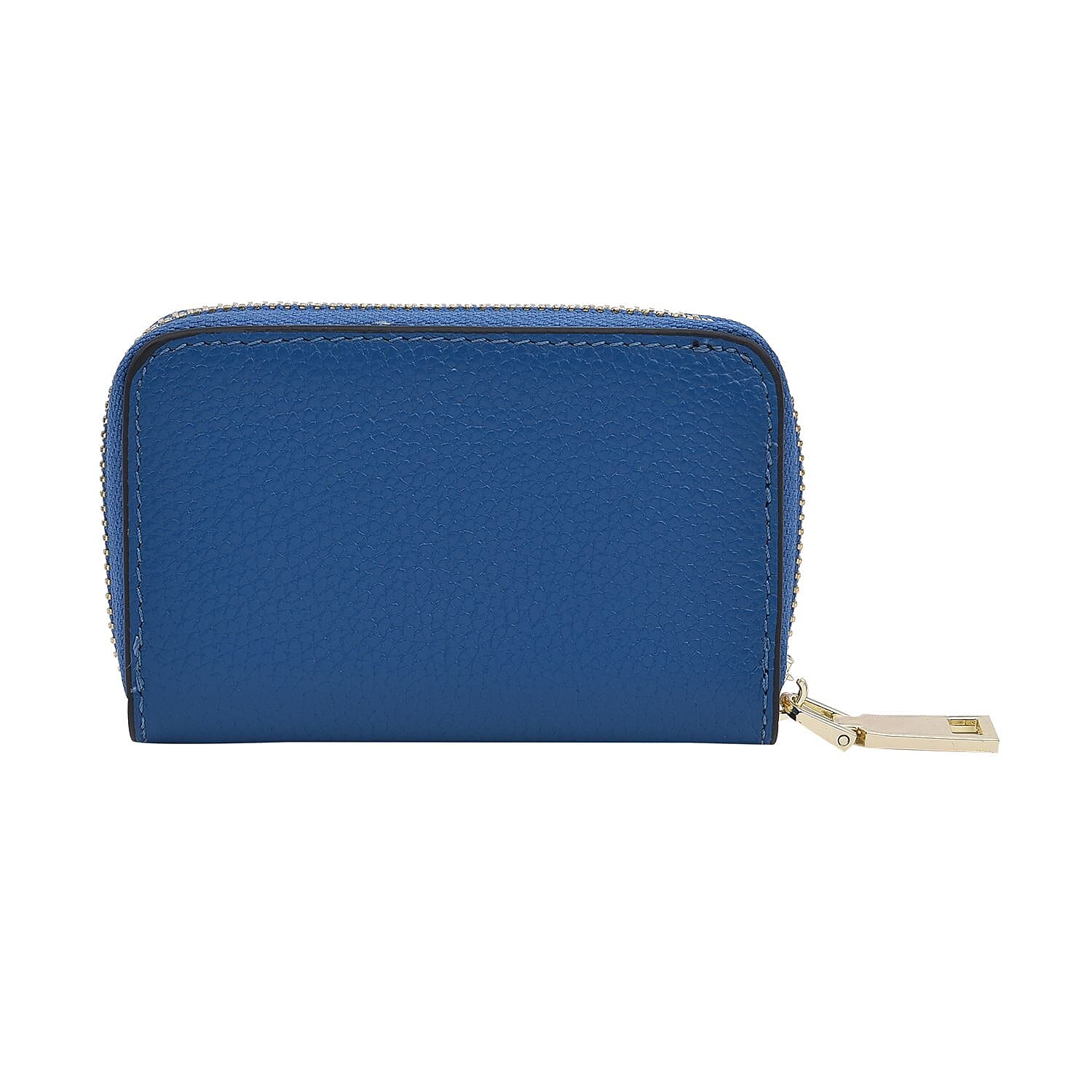 SENCILLEZ 100% Genuine Leather RFID Wallet with Zipper Closure (Size 12x8x2Cm) - Blue