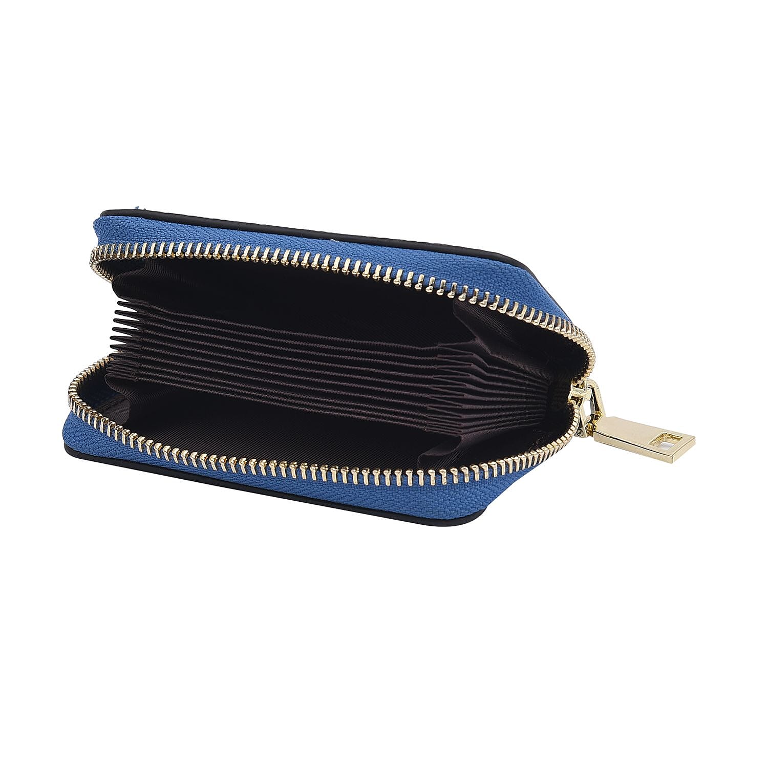 SENCILLEZ 100% Genuine Leather RFID Wallet with Zipper Closure (Size 12x8x2Cm) - Blue