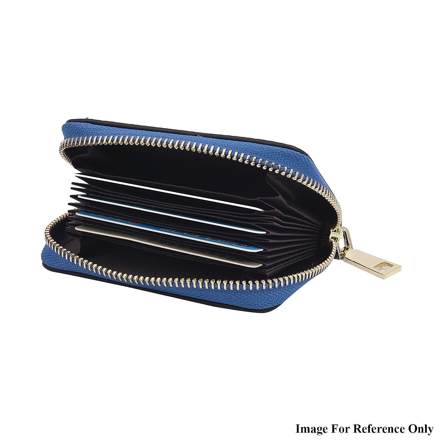 SENCILLEZ 100% Genuine Leather RFID Wallet with Zipper Closure (Size 12x8x2Cm) - Blue