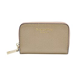 SENCILLEZ 100% Genuine Leather Wallet with Zipper Closure - Gold