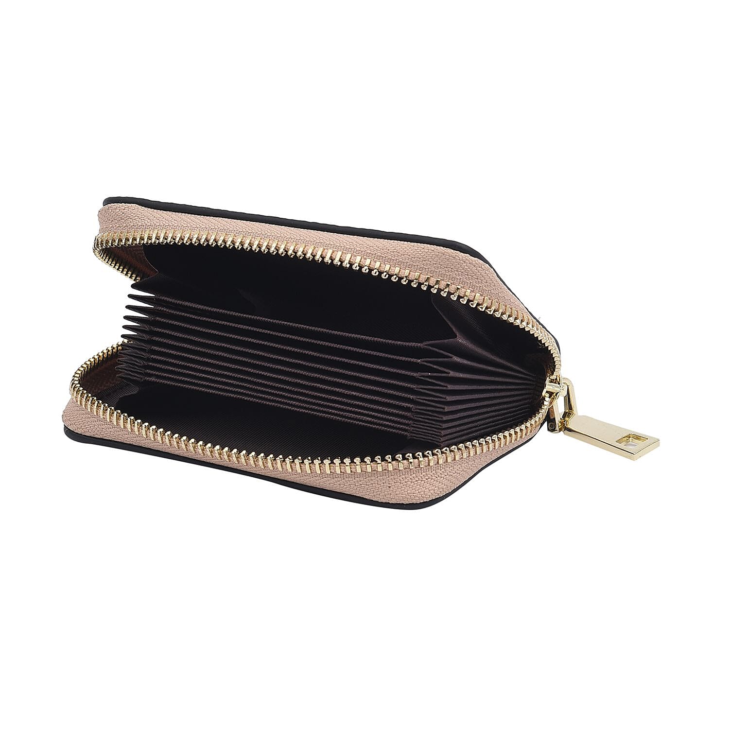 SENCILLEZ 100% Genuine Leather RFID Wallet with Zipper Closure (Size 12x8x2Cm) - Gold