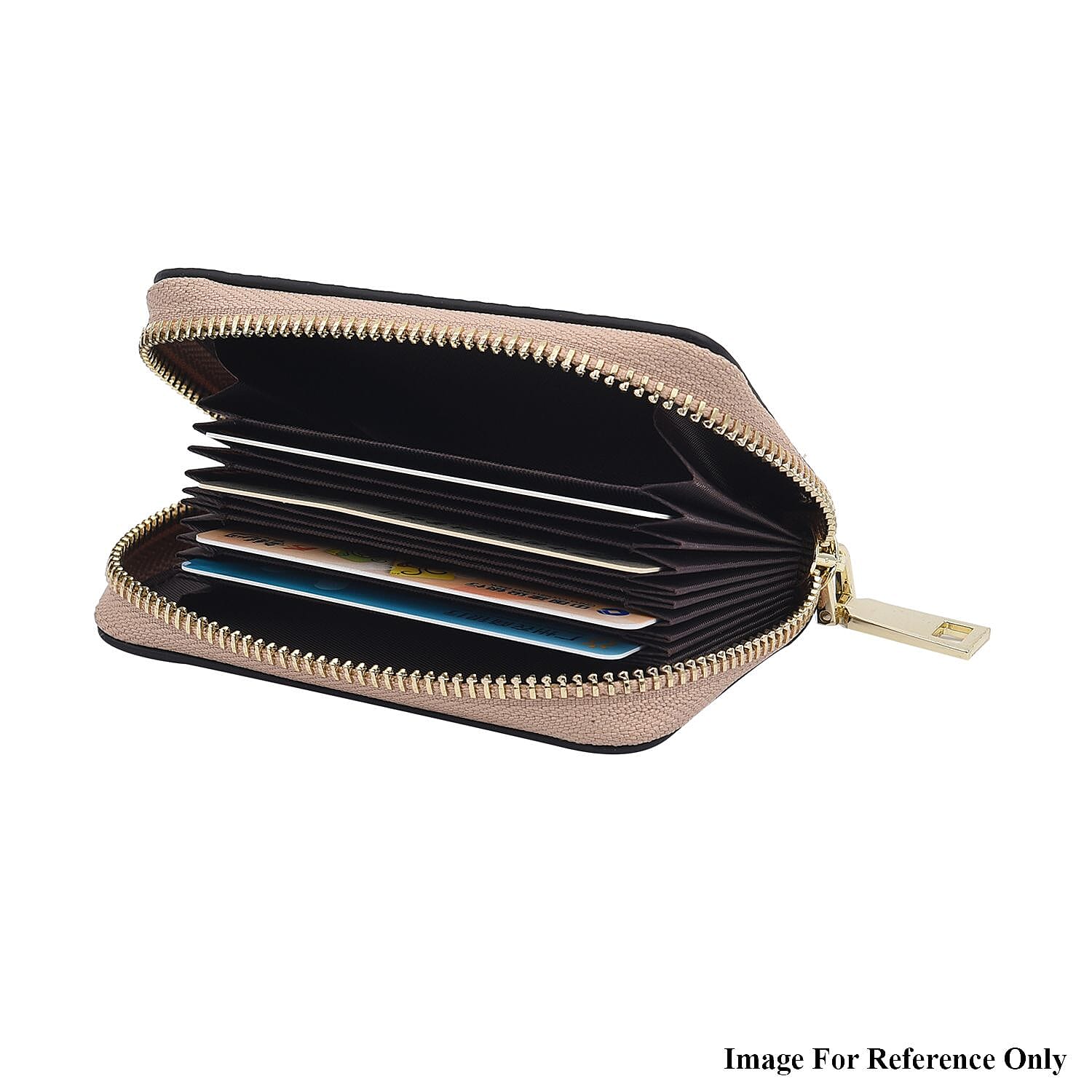 SENCILLEZ 100% Genuine Leather RFID Wallet with Zipper Closure (Size 12x8x2Cm) - Gold