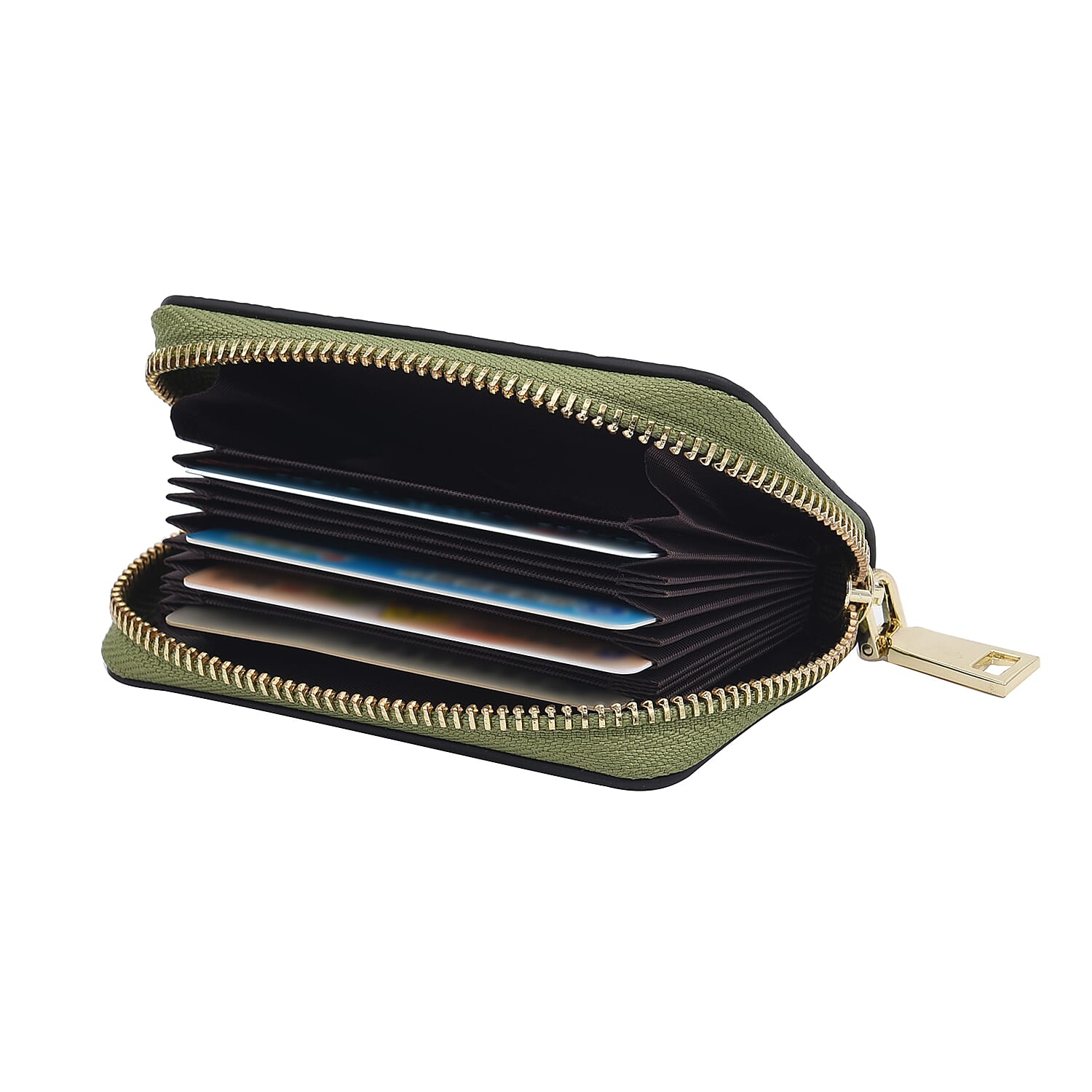 SENCILLEZ 100% Genuine Leather Wallet with Zipper Closure (Size 12x8x2Cm) - Green