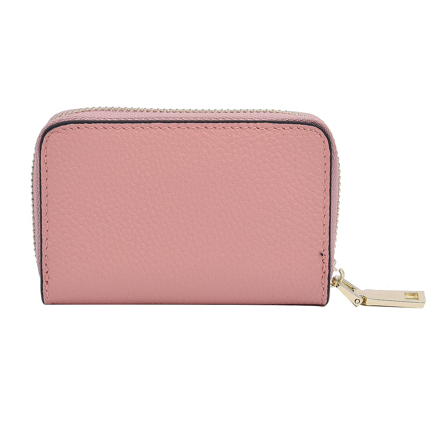 SENCILLEZ 100% Genuine Leather Wallet with Zipper Closure (Size 12x8x2Cm) - Pink
