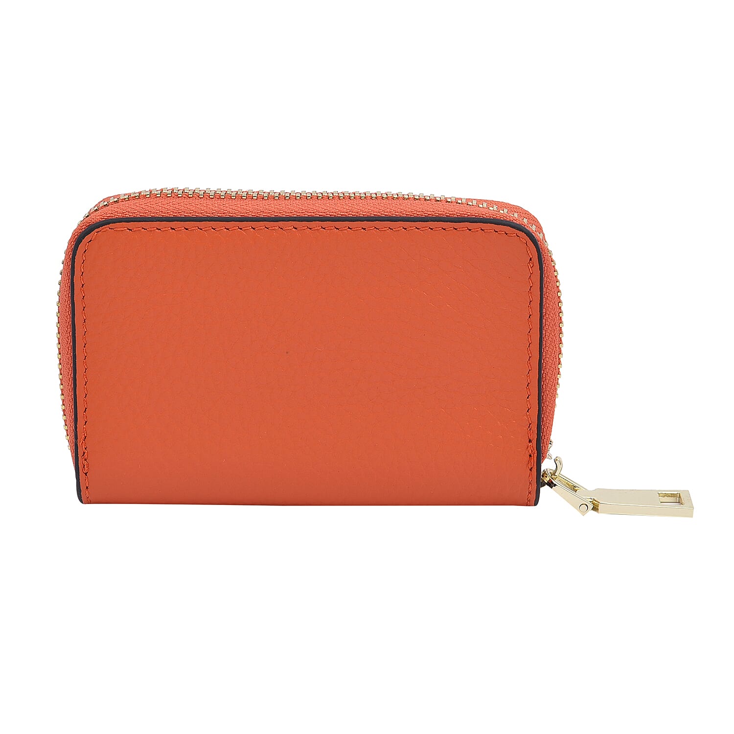 SENCILLEZ 100% Genuine Leather Wallet with Zipper Closure (Size 12x8x2Cm) - Orange
