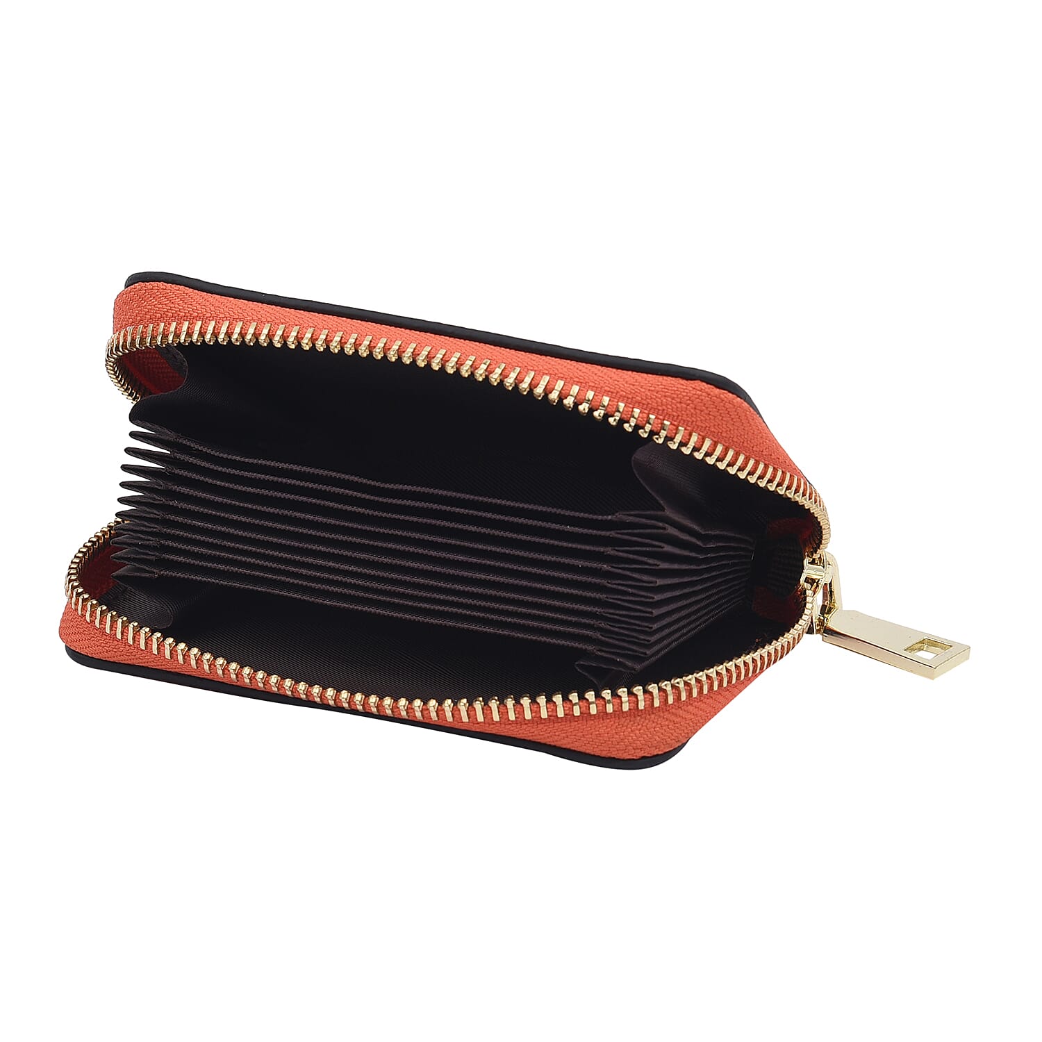 SENCILLEZ 100% Genuine Leather Wallet with Zipper Closure (Size 12x8x2Cm) - Orange