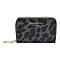 SENCILLEZ 100% Genuine Leather Leopard Pattern Wallet with Zipper Closure - Grey