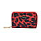 SENCILLEZ 100% Genuine Leather Leopard Pattern Wallet with Zipper Closure - Red