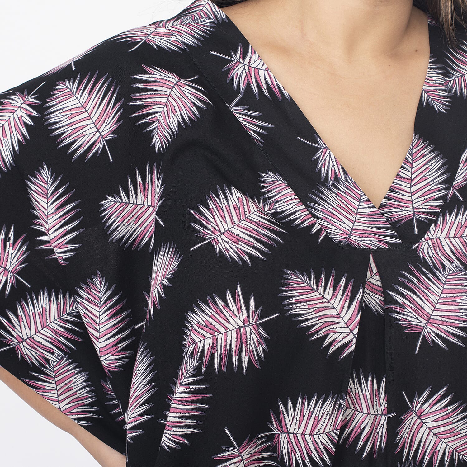 Tamsy V Neck Kaftan Midi Dress (One Size) - Navy