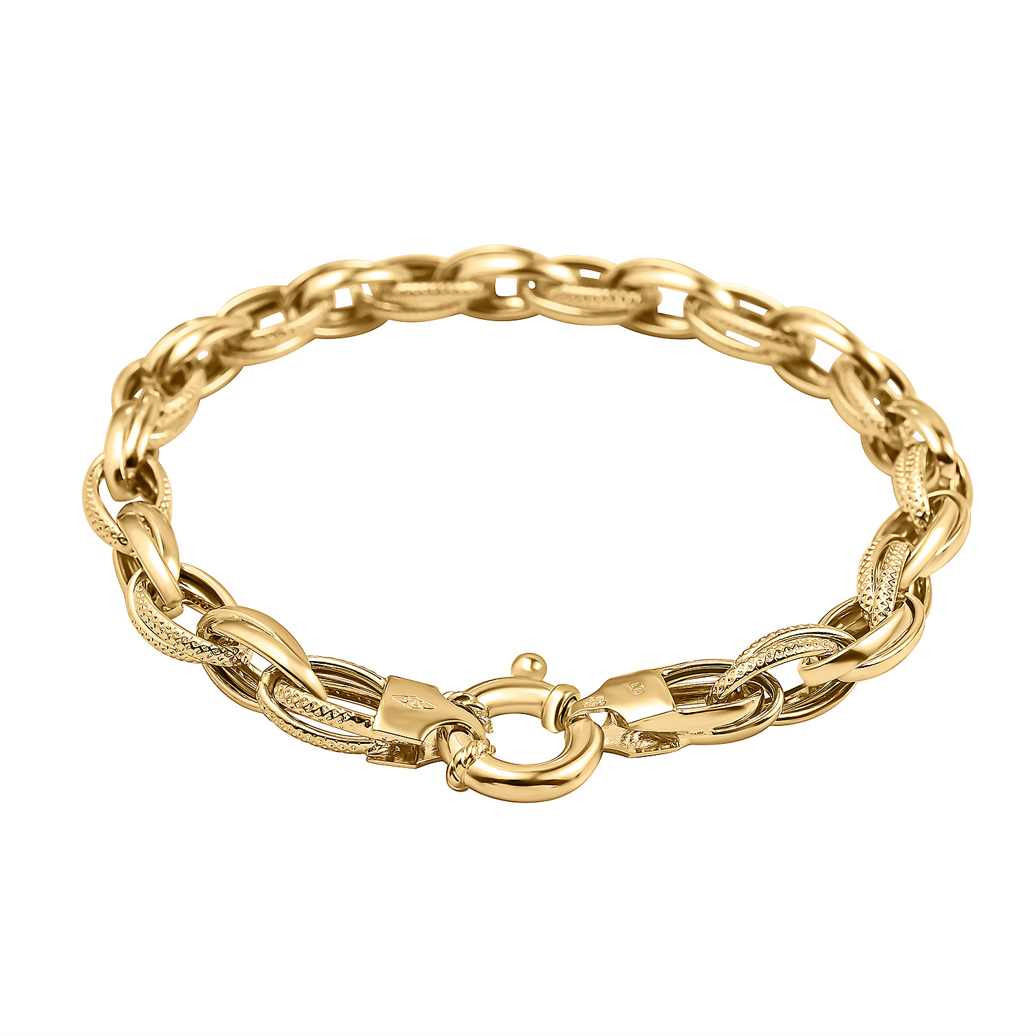 One Time Close Out Deal- 9K Yellow Gold Prince of Wales Bracelet (Size 7.5) with Senorita Clasp, Gold Wt 5.6 Gms.