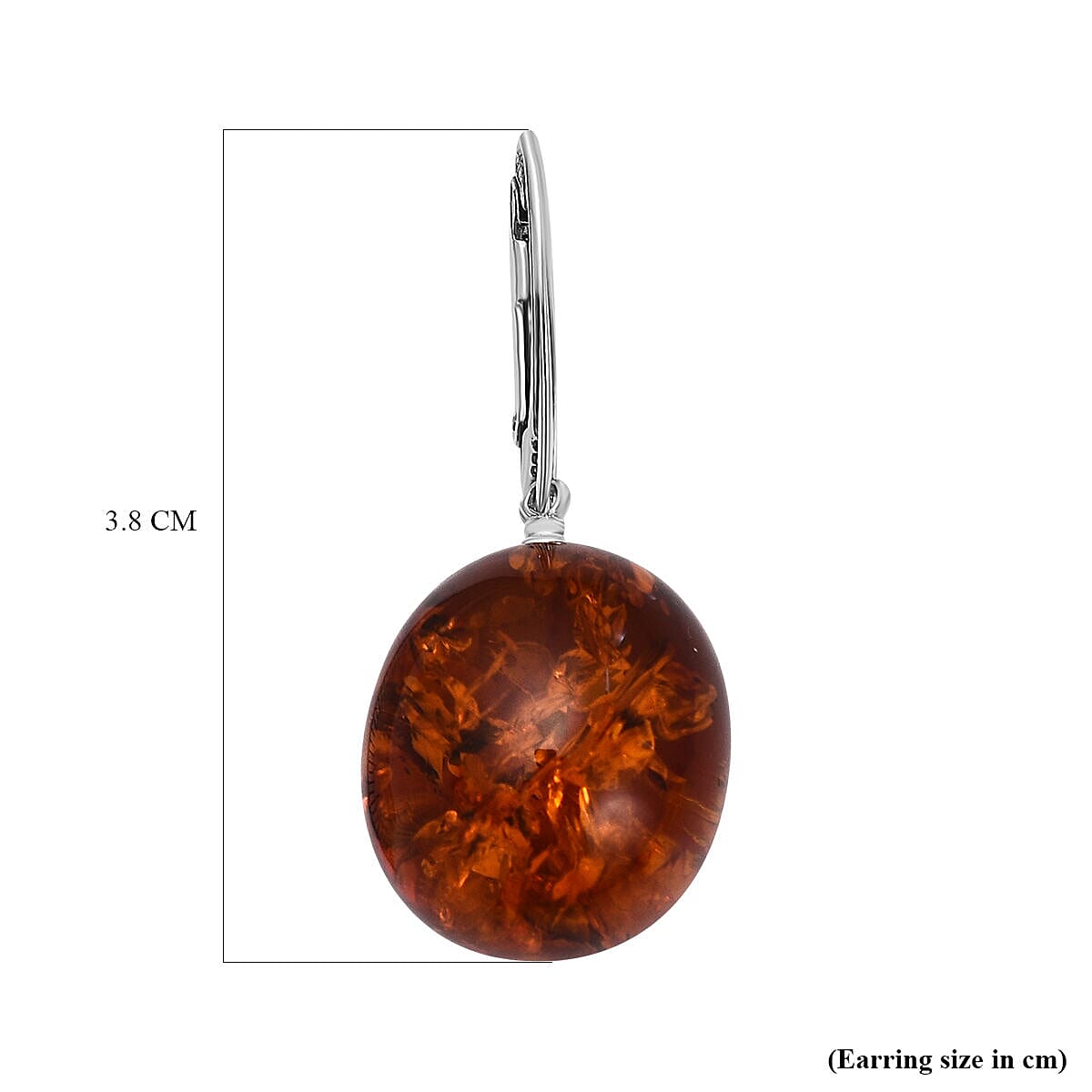 Tucson Special- Amber Lever Back Earrings in Platinum Overlay Sterling Silver