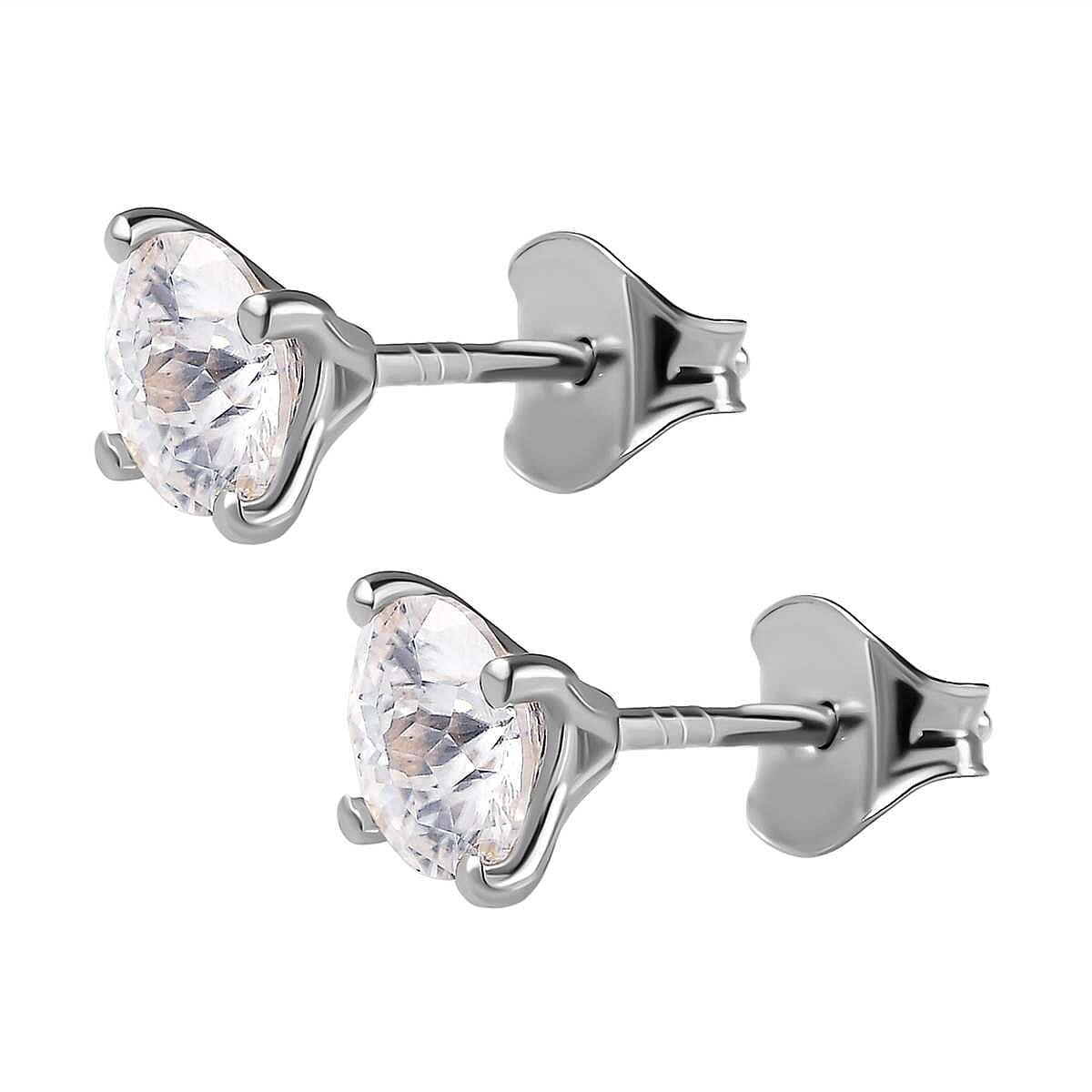 Moissanite Solitaire Stud Earrings with Push Back in Platinum Overlay Sterling Silver 1.62 Ct.