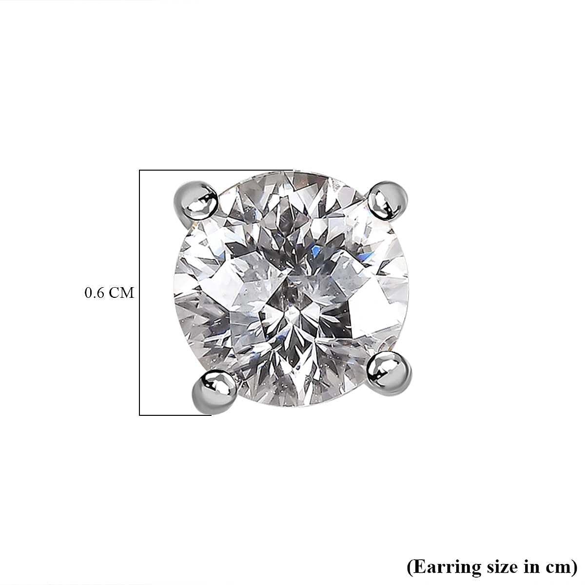 Moissanite Solitaire Stud Earrings with Push Back in Platinum Overlay Sterling Silver 1.62 Ct.