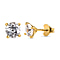 Moissanite Solitaire Stud Push Post Earring (With Push Back) in 18K Vermeil Yellow Gold Plated Sterling Silver 1.618 Ct.