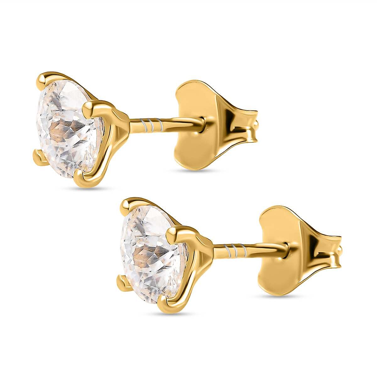 Moissanite Solitaire Stud Earrings  in 18K Yellow Gold Vermeil Plated Sterling Silver 1.50 Ct.