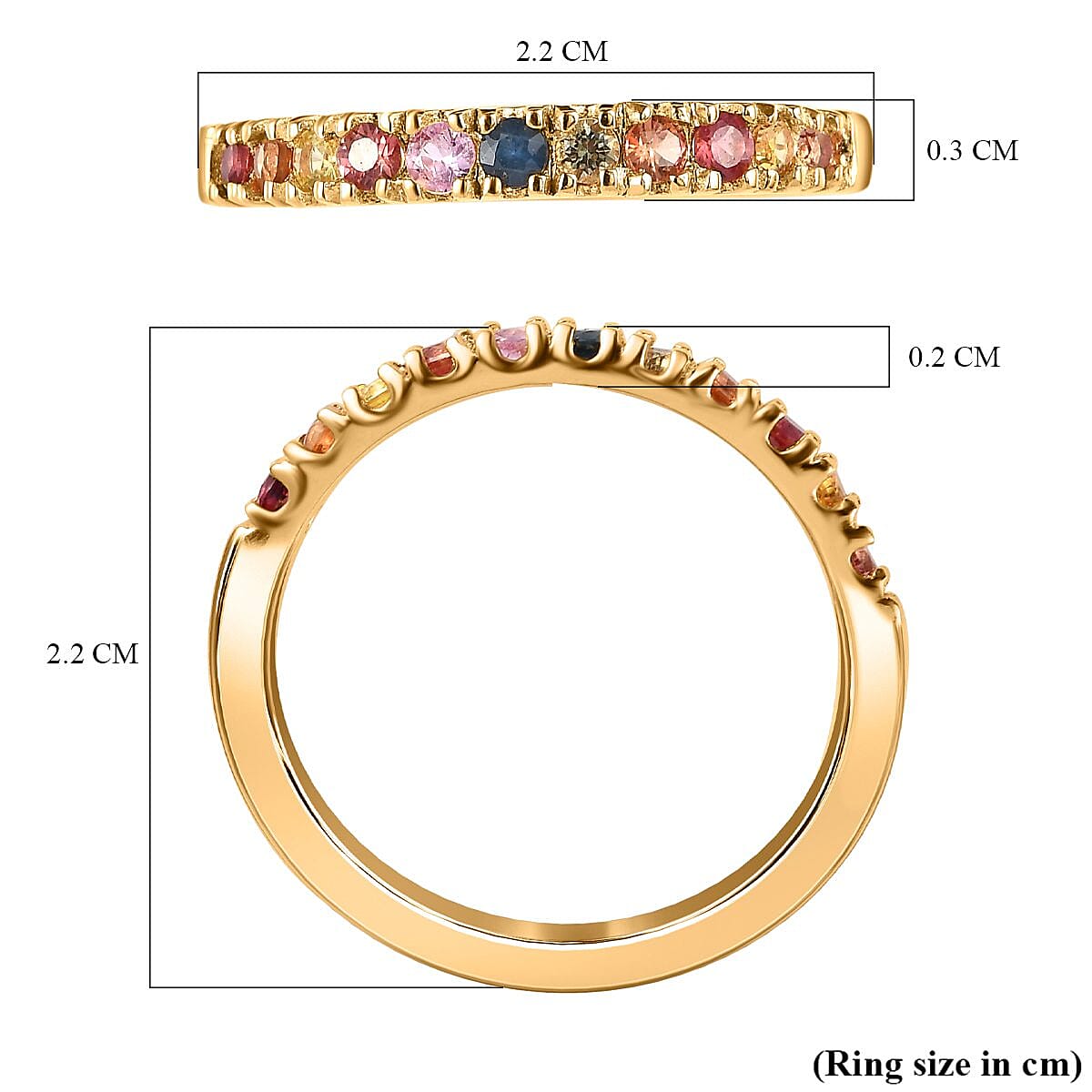 Multi Sapphire Ring in 18K Vermeil Yellow Gold Plated Sterling Silver Multi Sapphire Ring in 18K Vermeil Yellow Gold Plated Sterling Silver