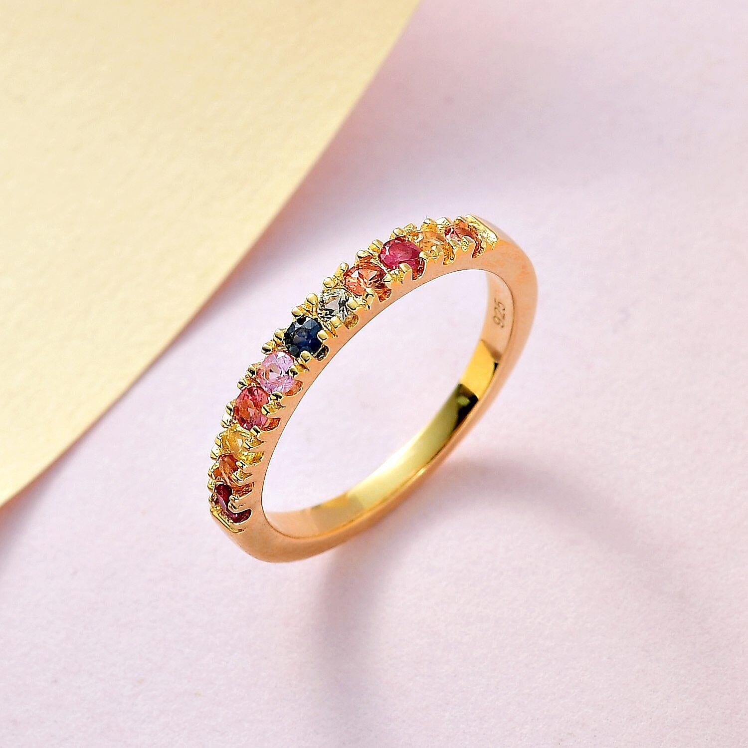 Multi Sapphire Ring in 18K Vermeil Yellow Gold Plated Sterling Silver Multi Sapphire Ring in 18K Vermeil Yellow Gold Plated Sterling Silver