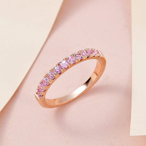 Pink Sapphire Ring in 18K Vermeil Rose Gold Plated Sterling Silver