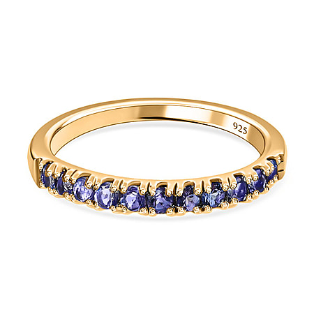 Tanzanite Half-Eternity Ring in 18K Vermeil Yellow Gold Plated Sterling Silver