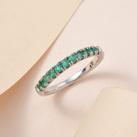 Zambian Emerald Ring in Platinum Overlay Sterling Silver