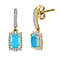 Arizona Sleeping Beauty Turquoise and Natural Cambodian Zircon Dangling Earrings (with Push Post) in 18K Vermeil Yellow Gold Plated Sterling Silver 1.494 Ct.