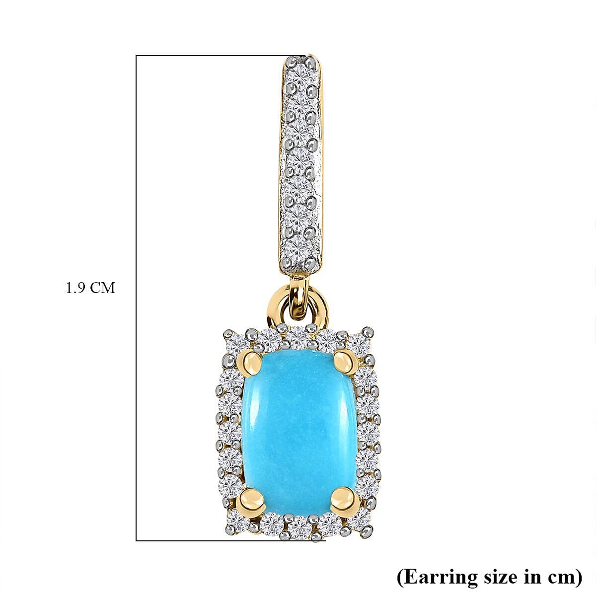 Arizona Sleeping Beauty Turquoise and Natural Zircon Dangle Earrings in 18K Vermeil Yellow Gold Plated Sterling Silver 1.50 Ct.