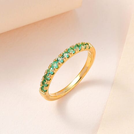 Zambian Emerald Ring in 18K Vermeil Yellow Gold Plated Sterling Silver