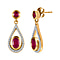 African Ruby (FF) and Natural Cambodian Zircon Dangling Earrings in Vermeil Yellow Gold Plated terling Silver 3.460 Ct.