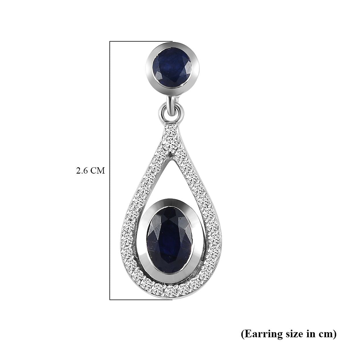 Masoala Sapphire and Natural Zircon Dangle Earrings in Platinum Overlay Sterling Silver 3.80 Ct.