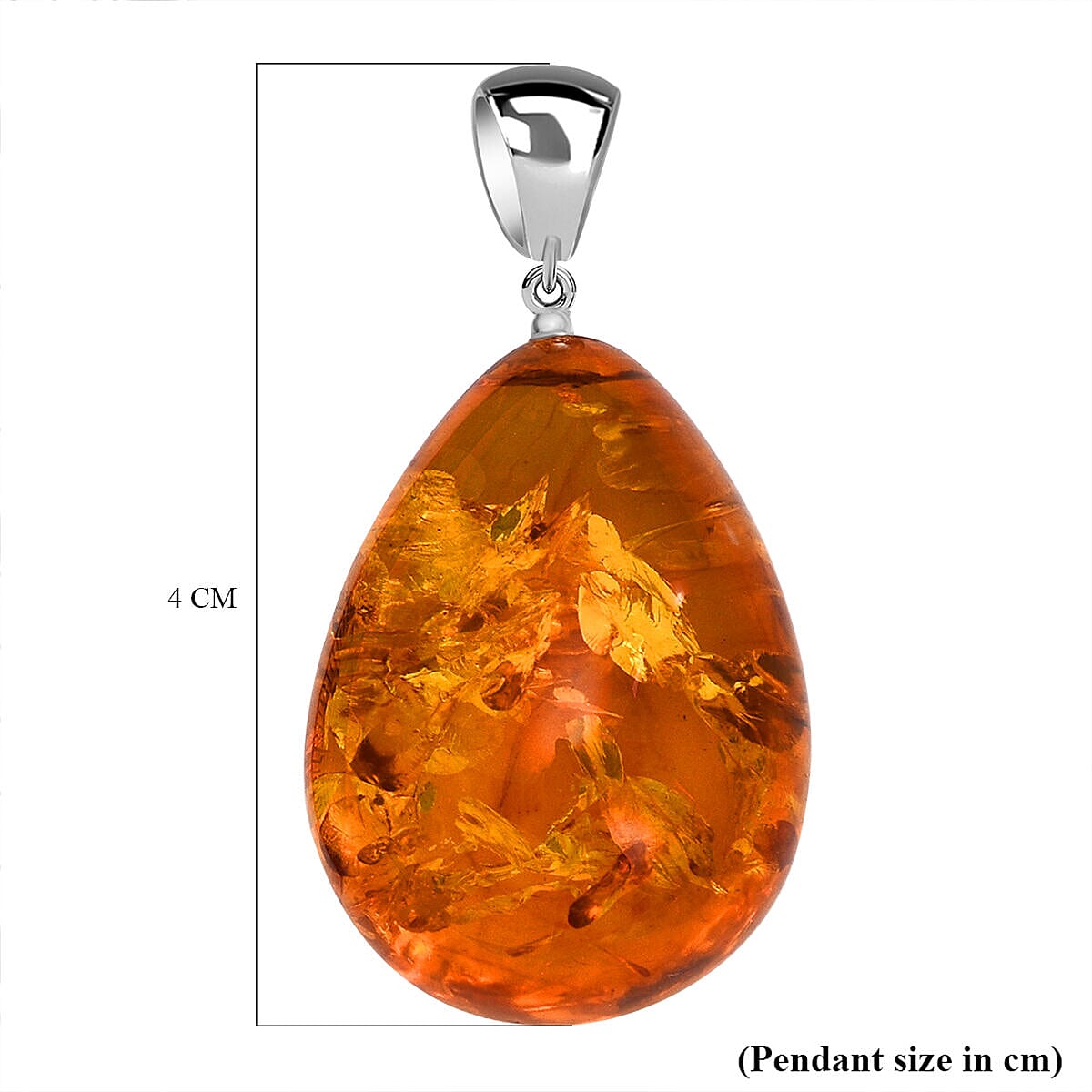 Tucson Special- Amber Pendant in Platinum Overlay Sterling Silver