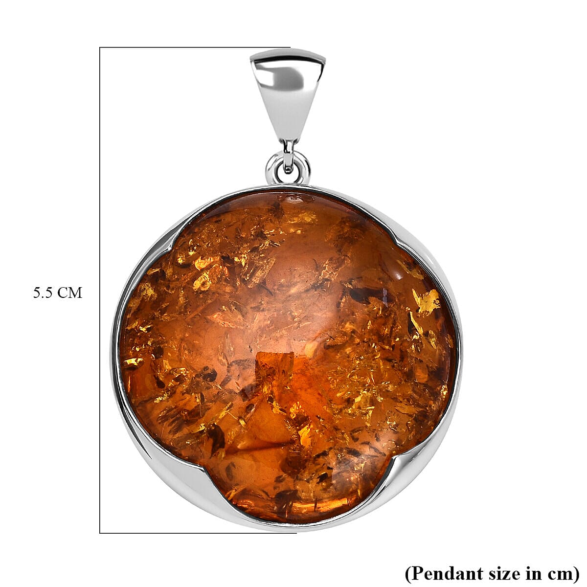 Tucson Special- Amber Pendant in Platinum Overlay Sterling Silver, Silver Wt. 6.00 Gms
