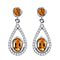 African Ruby (FF) and Natural Cambodian Zircon Dangling Earrings in Platinum Overlay Sterling Silver 3.458 Ct.