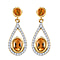 Citrine and Natural Cambodian Zircon Dangling Earrings in Vermeil Yellow Gold Plated Sterling Silver 2.546 Ct.