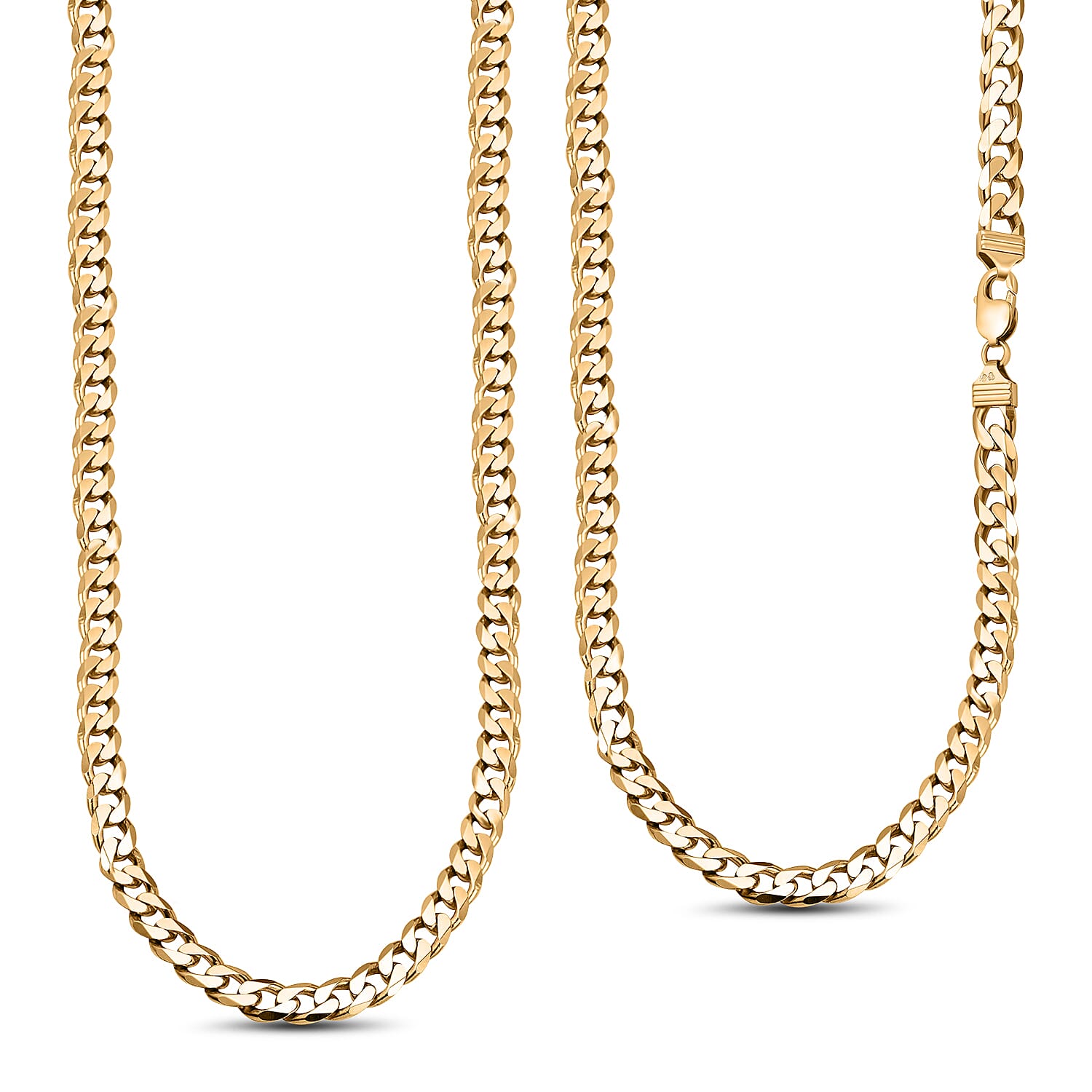 Yellow Gold Overlay Sterling Silver Curb Necklace (Size - 18), Silver Wt. 56.70 Gms. (1.82 Troy Ounce)