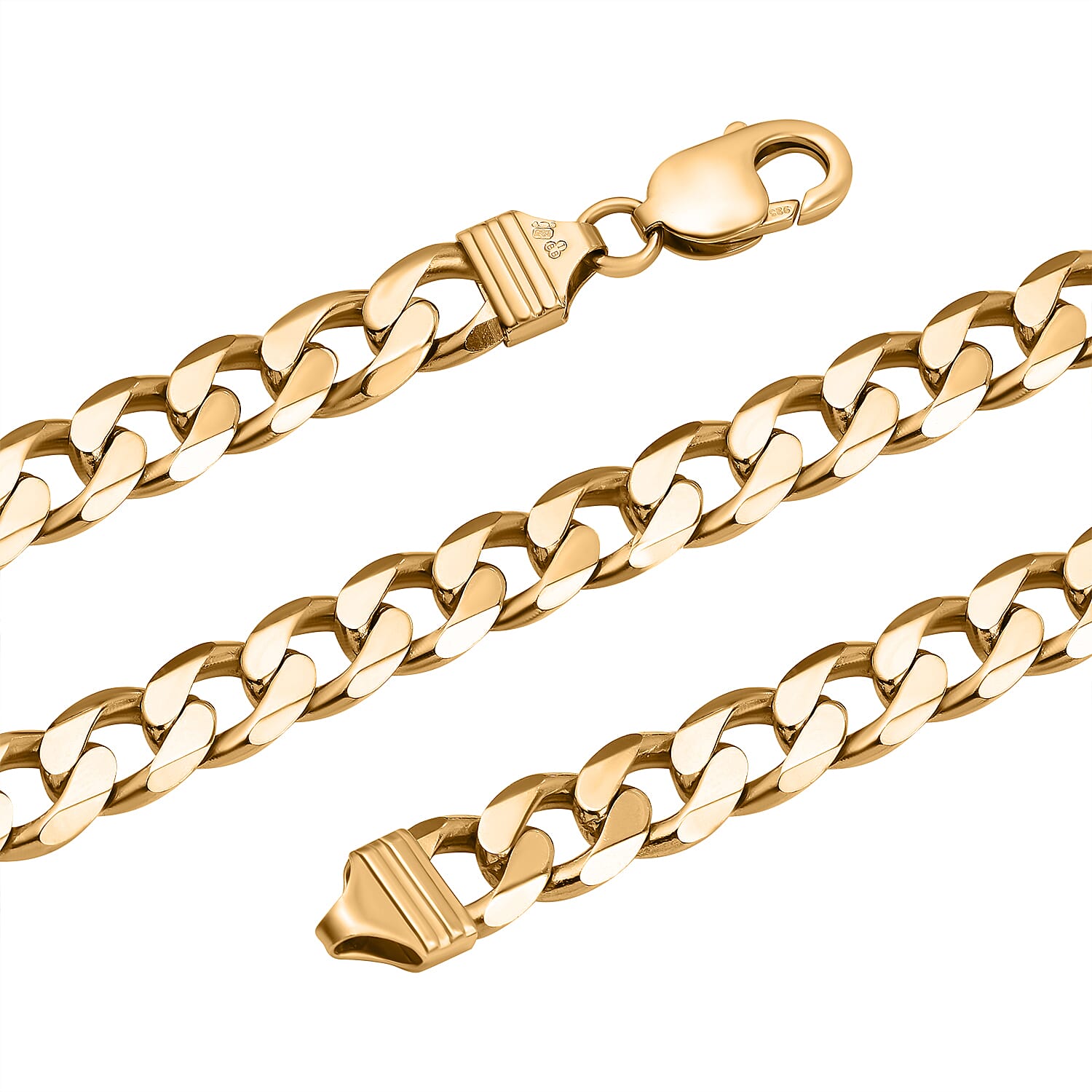 Yellow Gold Overlay Sterling Silver Curb Necklace (Size - 18), Silver Wt. 56.70 Gms. (1.82 Troy Ounce)