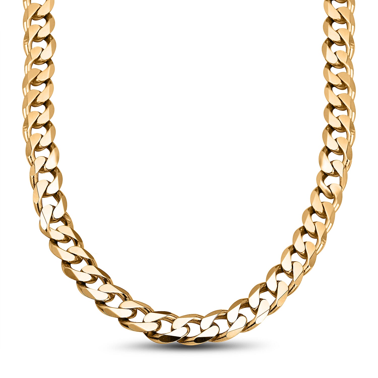 Yellow Gold Overlay Sterling Silver Curb Necklace (Size - 18), Silver Wt. 56.70 Gms. (1.82 Troy Ounce)